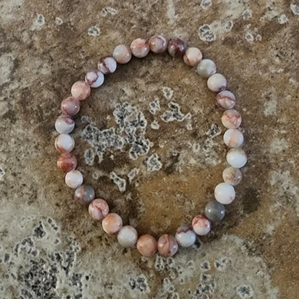 Elegant Pink and Gray Beaded Bracelet